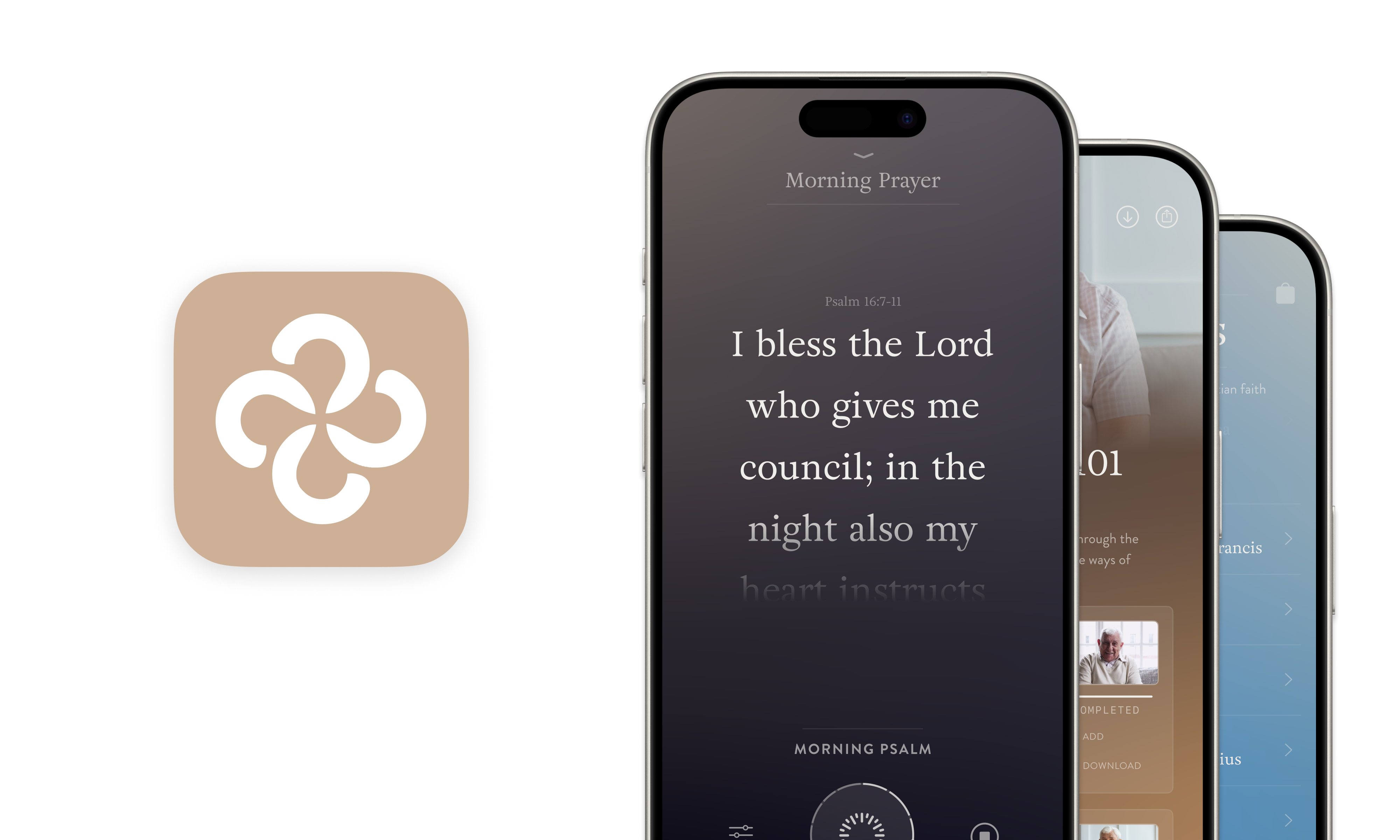 Prayer App main interface showing daily prayer structure